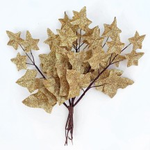 6 Gold Glitter Ivy Branches ~ 7-1/2" Long